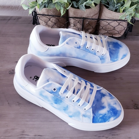 ASOS Design Dua Tie Dye Trainers Blue Sneakers Womens NEW - Picture 2 of 7